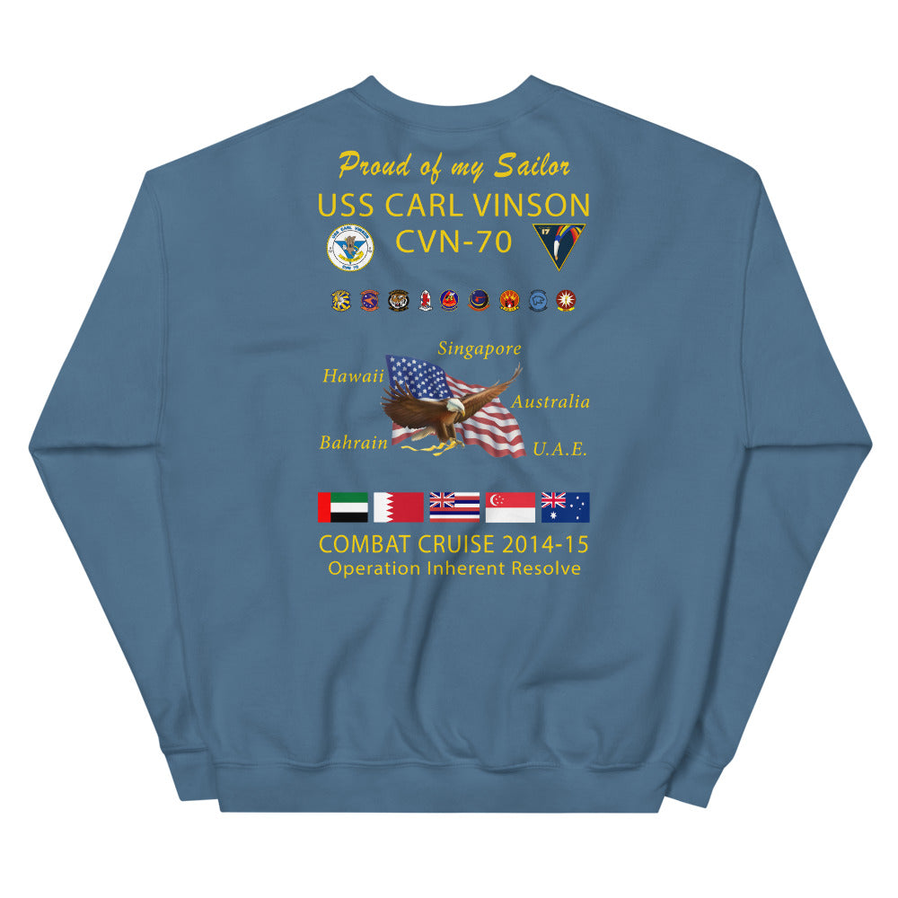 USS Carl Vinson (CVN-70) 2014-15 Cruise Sweatshirt - FAMILY