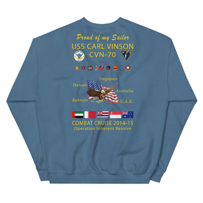 USS Carl Vinson (CVN-70) 2014-15 Cruise Sweatshirt - FAMILY