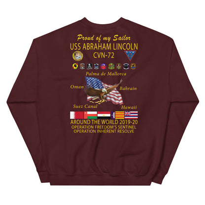 USS Abraham Lincoln (CVN-72) 2019-20 Cruise Sweatshirt - Family