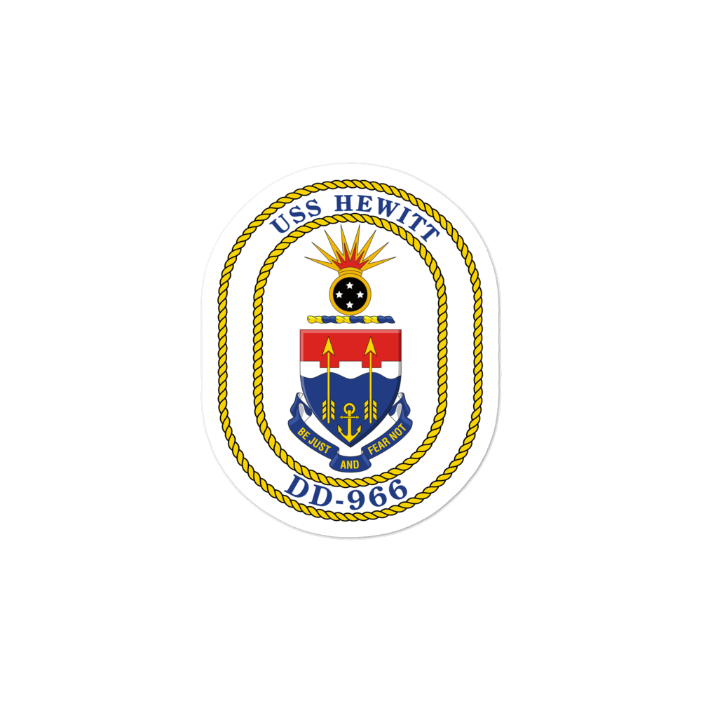 USS Hewitt (DD-966) Ship's Crest Vinyl Sticker