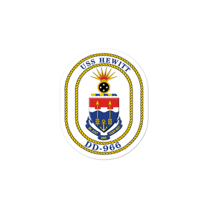 USS Hewitt (DD-966) Ship's Crest Vinyl Sticker