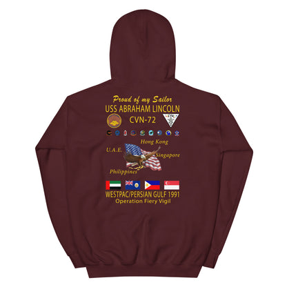 USS Abraham Lincoln (CVN-72) 1991 Cruise Hoodie - FAMILY
