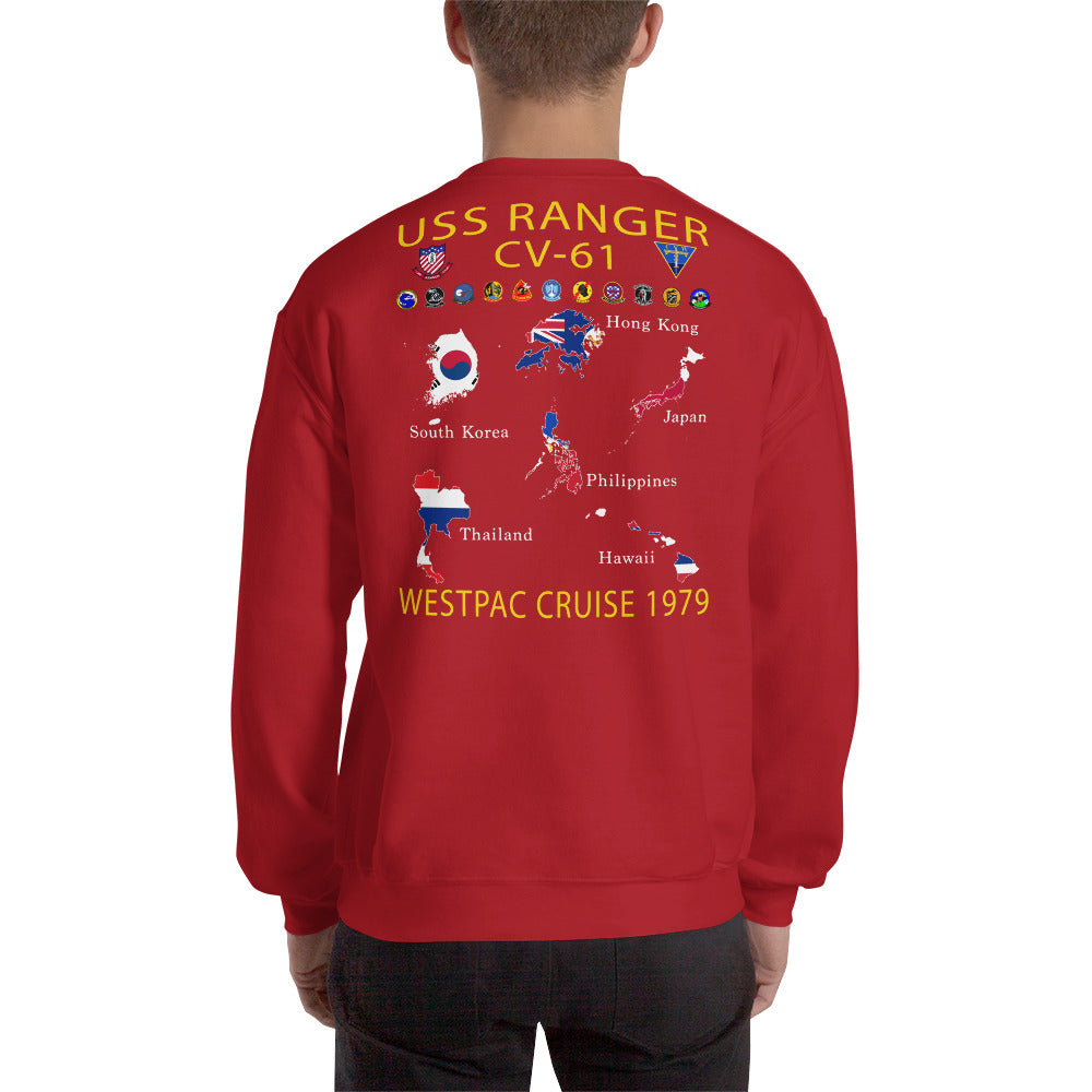USS Ranger (CV-61) 1979 Cruise Sweatshirt - Map