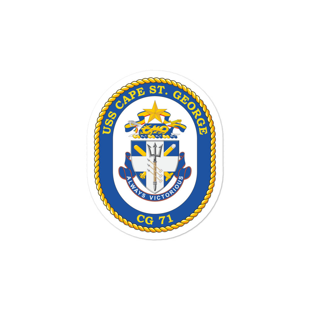 USS Cape St. George (CG-71) Ship's Crest Vinyl Stickers