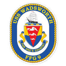 Load image into Gallery viewer, USS Wadsworth (FFG-9) Ship&#39;s Crest Vinyl Sticker