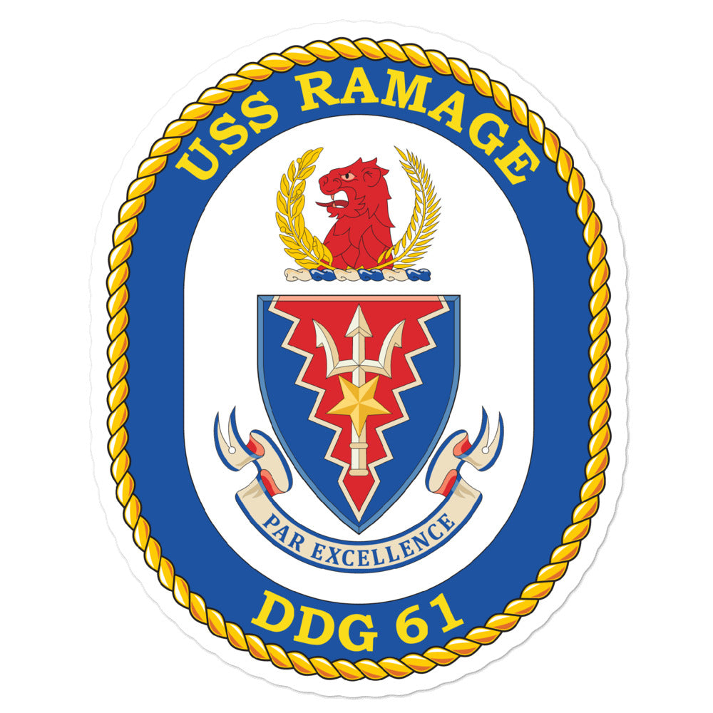 USS Ramage (DDG-61) Ship's Crest Vinyl Sticker