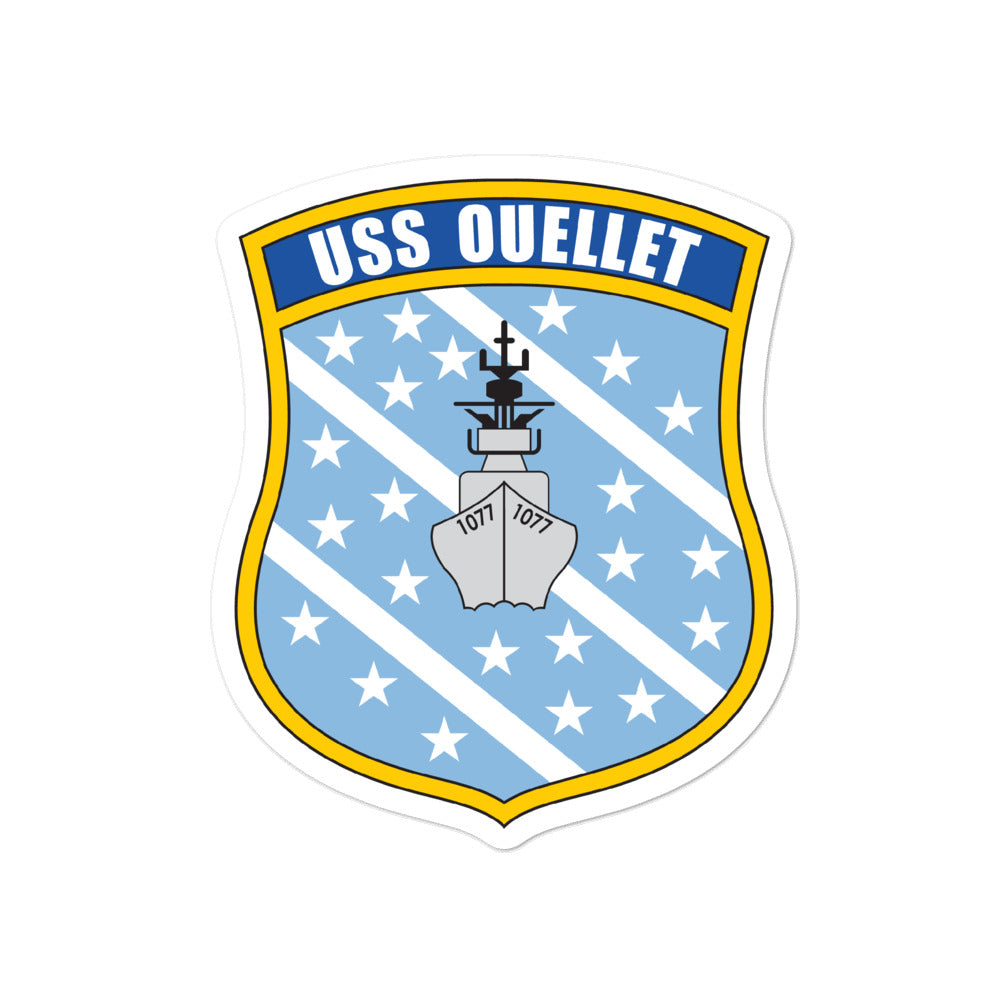 USS Ouellet (FF-1077) Ship's Crest Vinyl Sticker