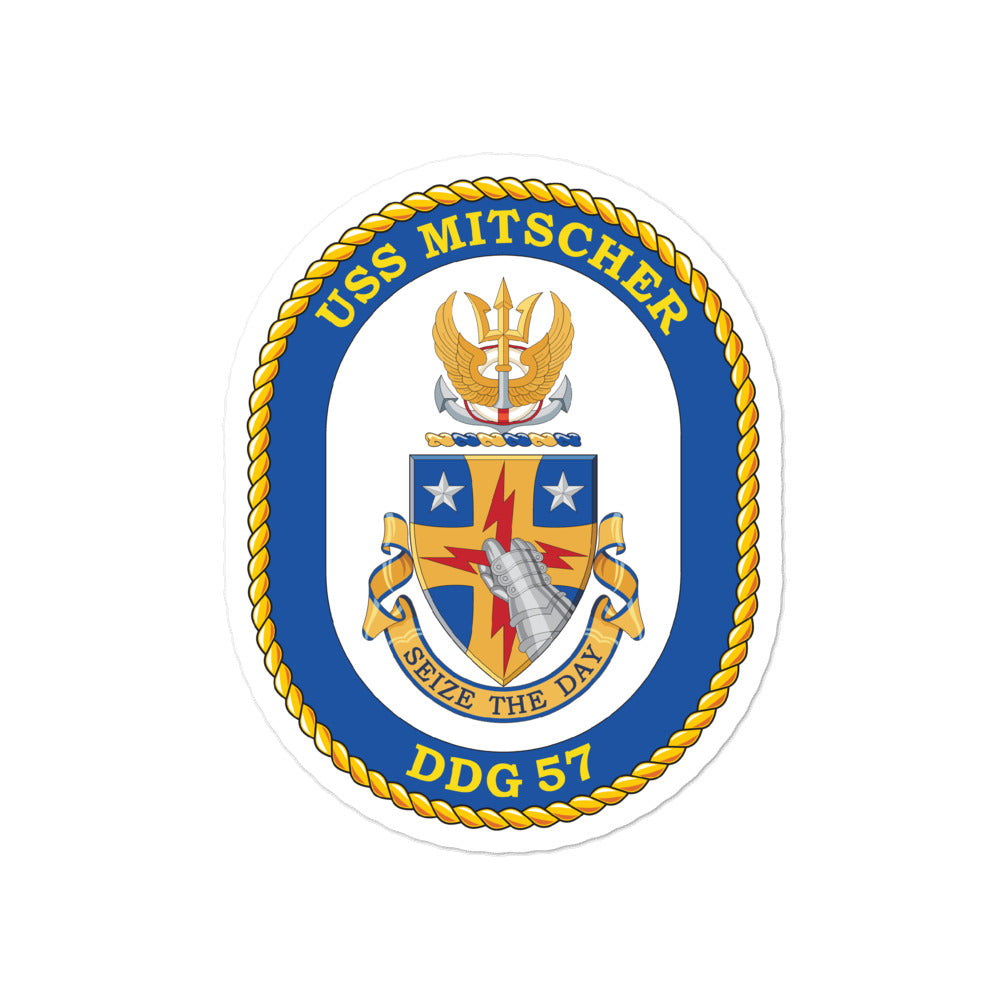 USS Mitscher (DDG-57) Ship's Crest Vinyl Sticker
