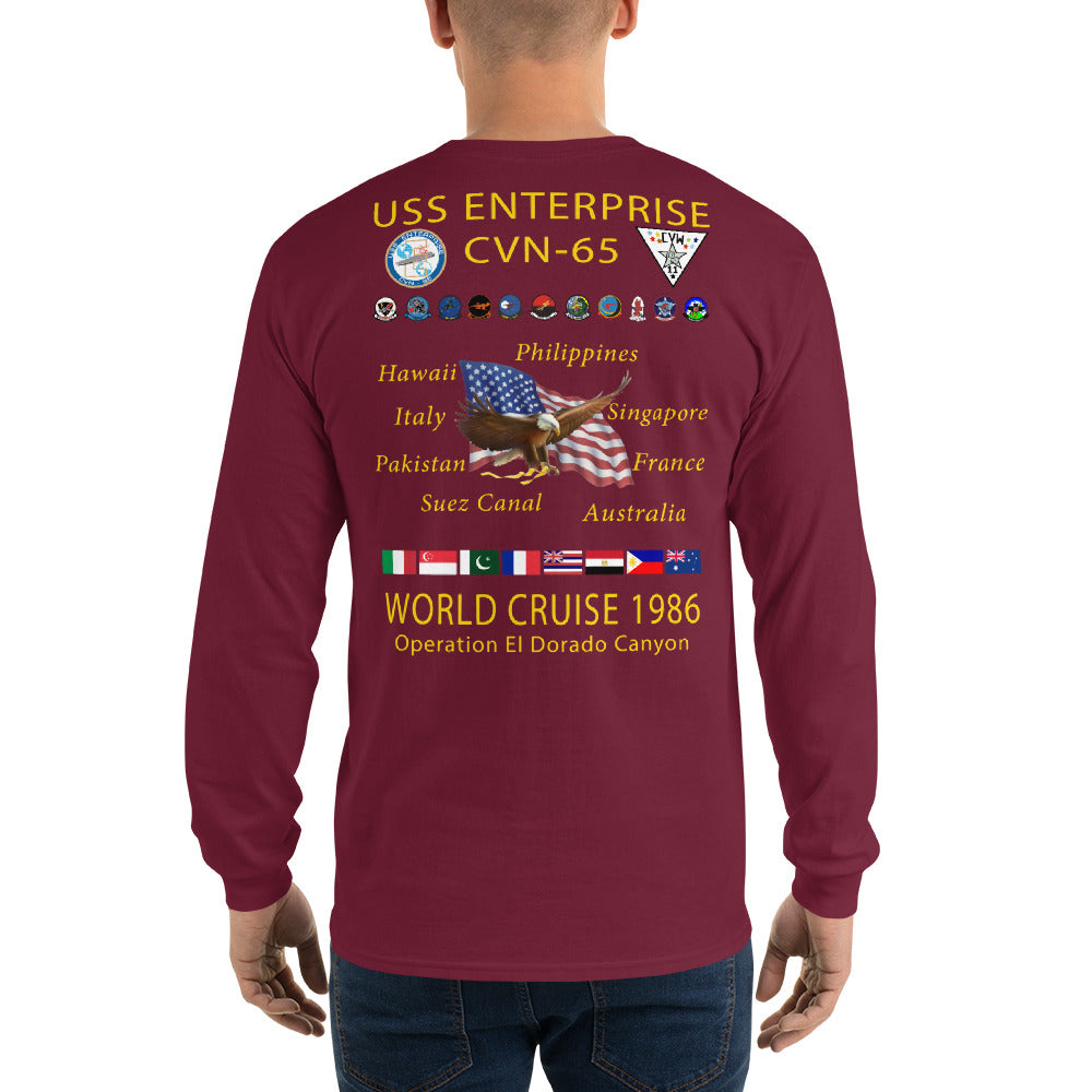 USS Enterprise (CVN-65) 1986 Long Sleeve Cruise Shirt