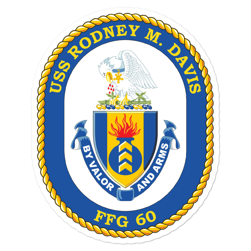 USS Rodney M. Davis (FFG-60) Ship's Crest Vinyl Sticker