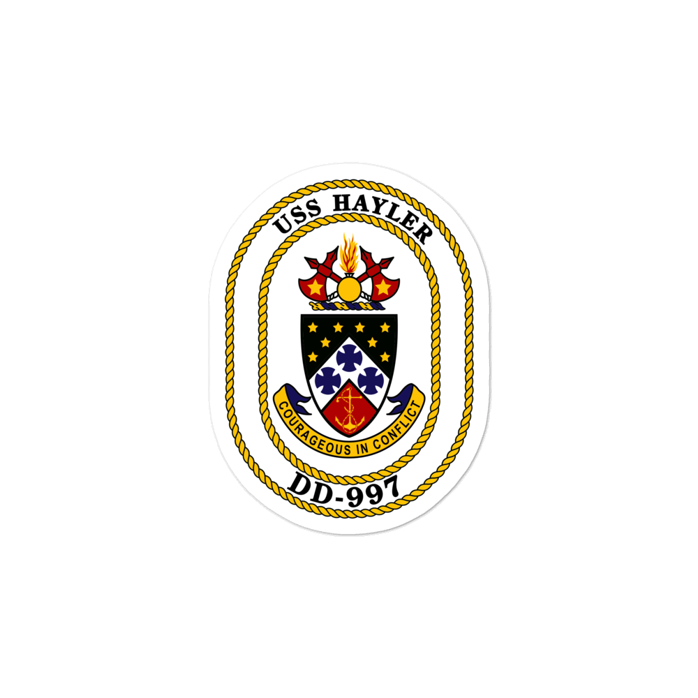 USS Hayler (DD-997) Ship's Crest Vinyl Sticker