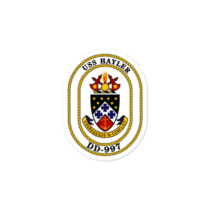 USS Hayler (DD-997) Ship's Crest Vinyl Sticker