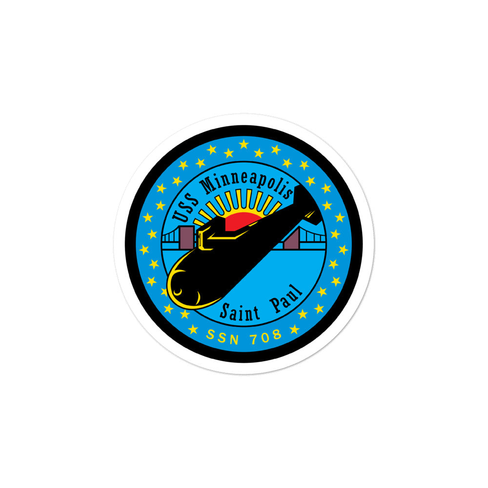 USS Minneapolis-Saint Paul (SSN-708) Ship's Crest Vinyl Sticker
