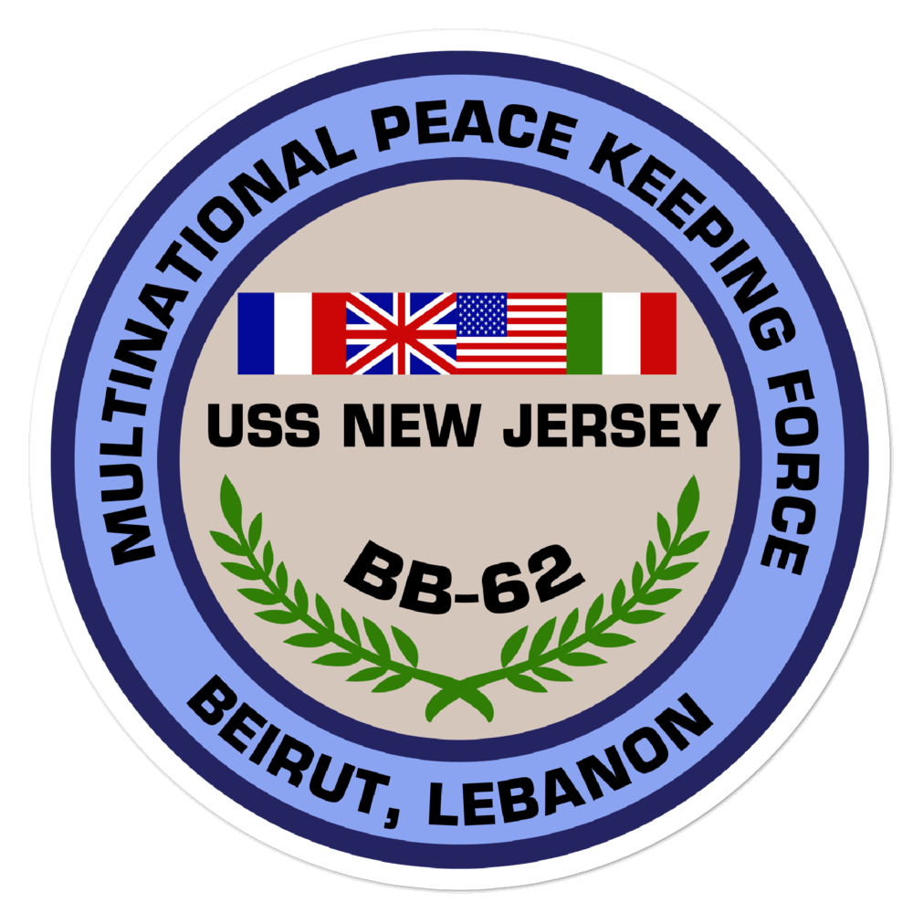 USS New Jersey (BB-62) Multi-National Peacekeeping Force Beirut Vinyl Sticker