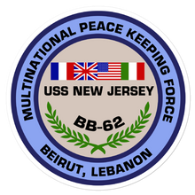 Load image into Gallery viewer, USS New Jersey (BB-62) Multi-National Peacekeeping Force Beirut Vinyl Sticker