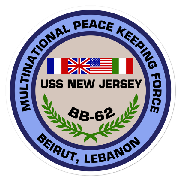 USS New Jersey (BB-62) Multi-National Peacekeeping Force Beirut Vinyl Sticker