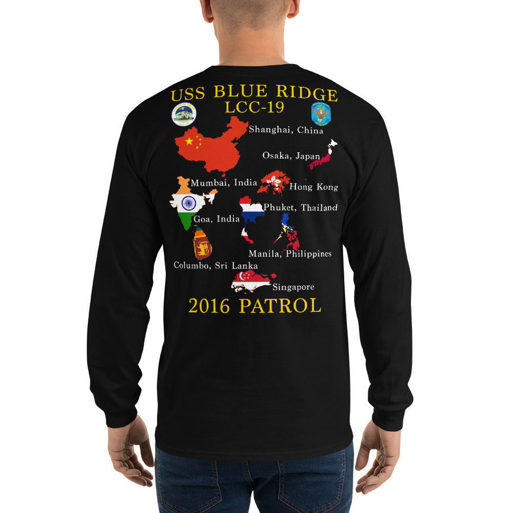 USS Blue Ridge (LCC-19) 2016 Long Sleeve Patrol Shirt - Map