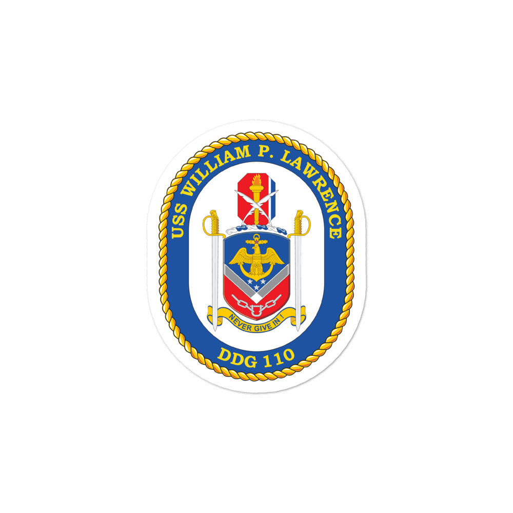 USS William P. Lawrence (DDG-110) Ship's Crest Vinyl Sticker