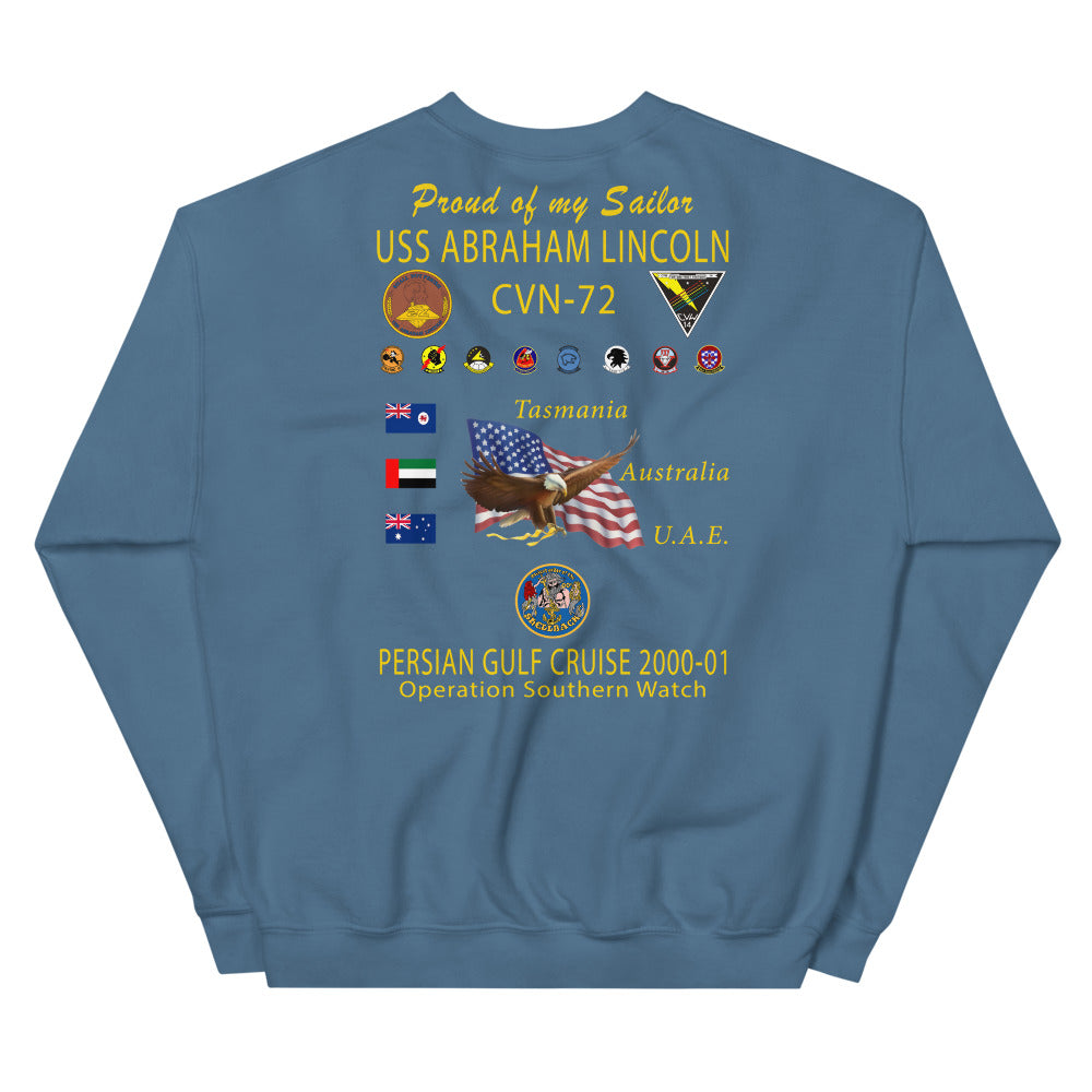 USS Abraham Lincoln (CVN-72) 2000-01 Cruise Sweatshirt - Family