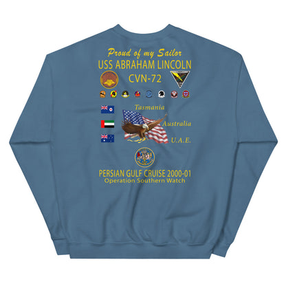 USS Abraham Lincoln (CVN-72) 2000-01 Cruise Sweatshirt - Family