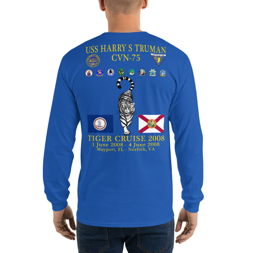 USS Harry S. Truman (CVN-75) 2008 Long Sleeve Tiger Cruise Shirt
