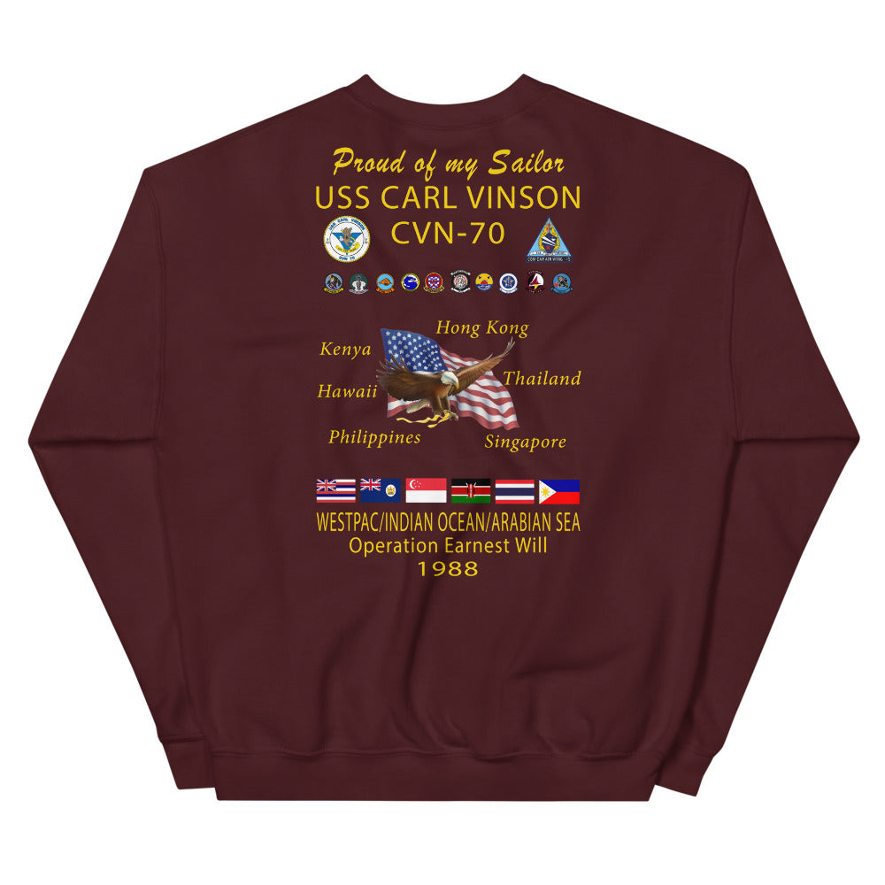 USS Carl Vinson (CVN-70) 1988 Cruise Sweatshirt - Family