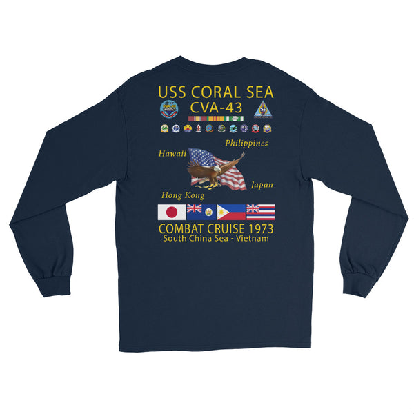 USS Coral Sea (CVA-43) 1973 Long Sleeve Cruise Shirt