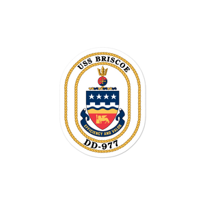 USS Briscoe (DD-977) Ship's Crest Vinyl Sticker