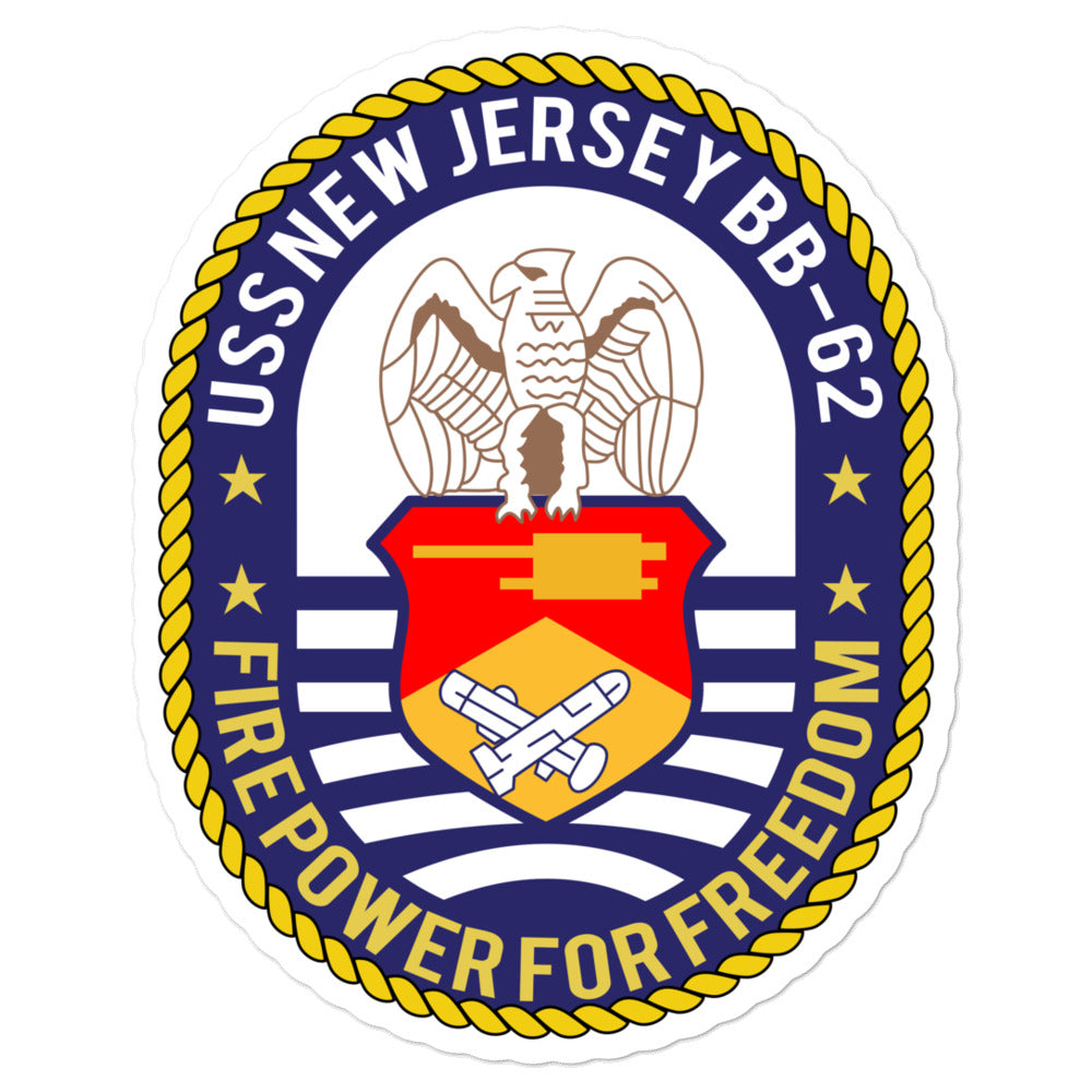 USS New Jersey (BB-62) Ship's Crest Vinyl Sticker