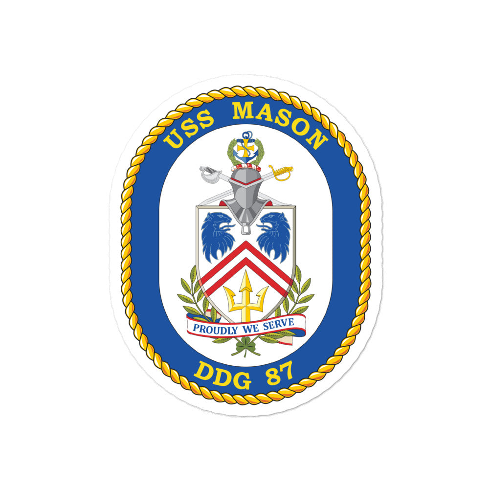 USS Mason (DDG-87) Ship's Crest Vinyl Sticker