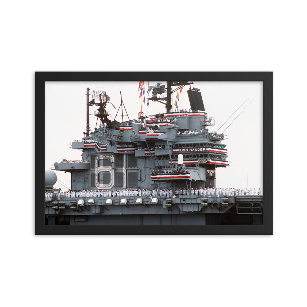 USS Ranger (CV-61) Framed Ship's Island Photo