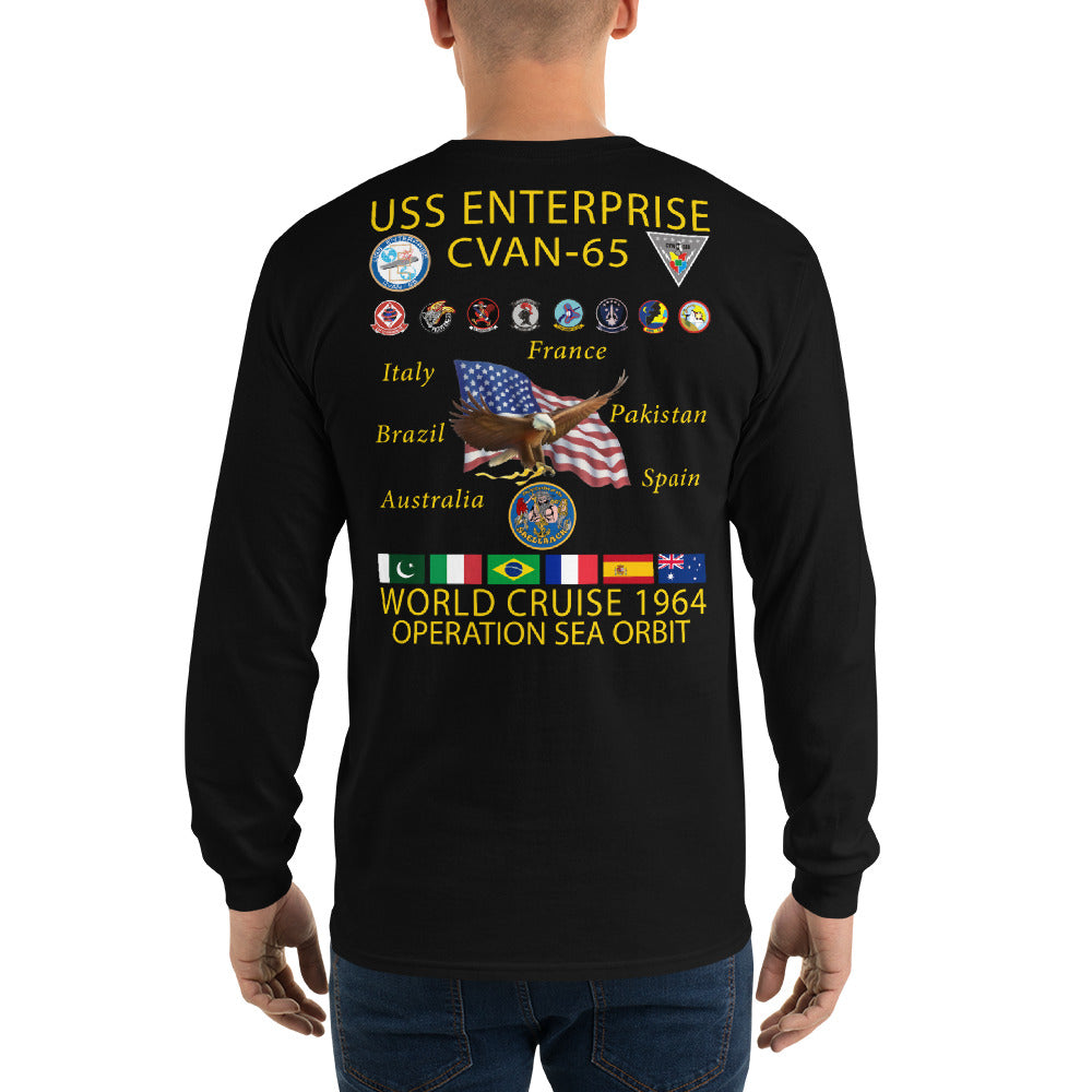 USS Enterprise (CVAN-65) 1964 Operation Sea Orbit Long Sleeve Cruise Shirt