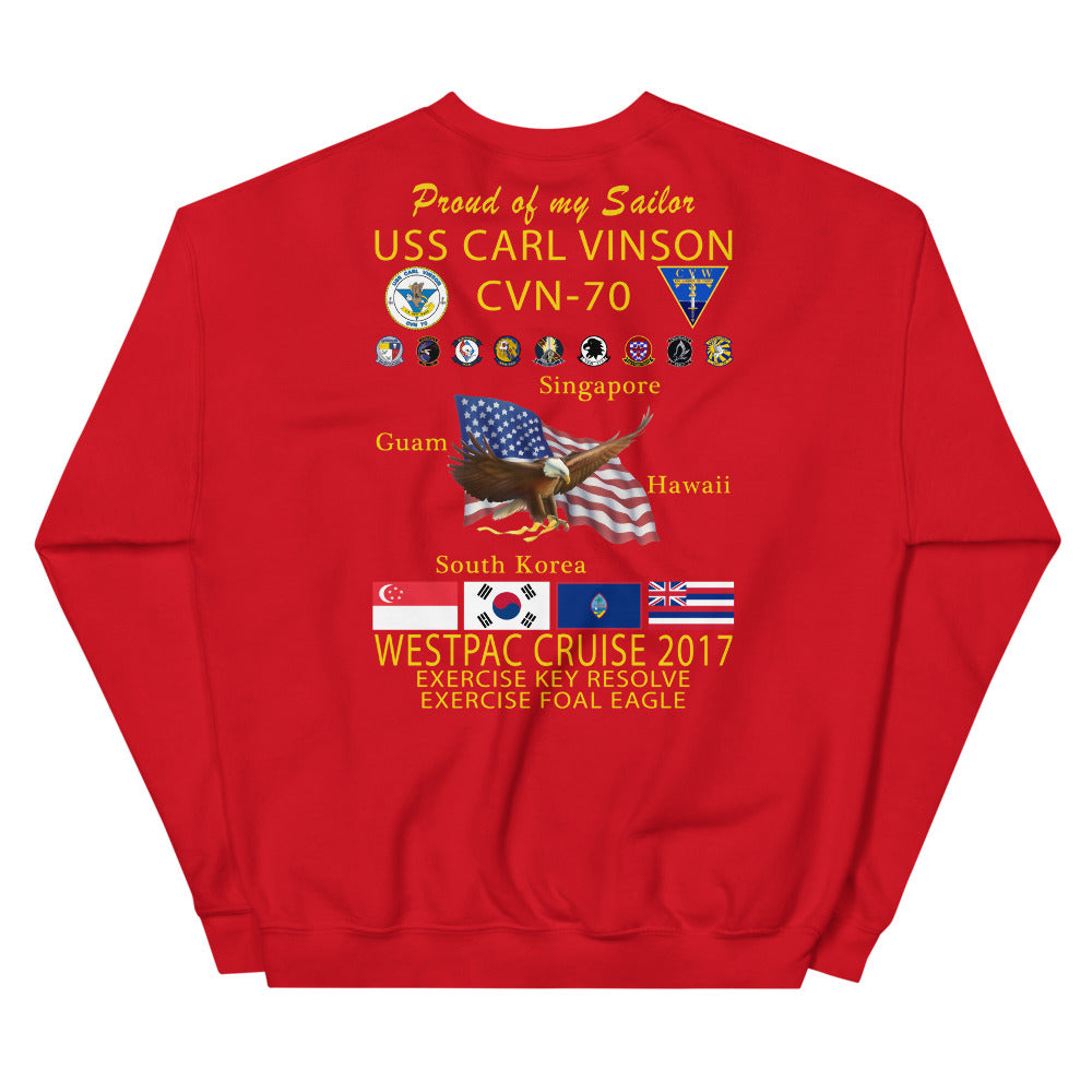 USS Carl Vinson (CVN-70) 2017 Cruise Sweatshirt - FAMILY