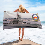 USS New Jersey (BB-62) Beach Towel – white, 30x60