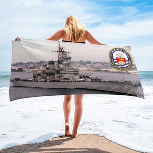 USS New Jersey (BB-62) Beach Towel – white, 30x60