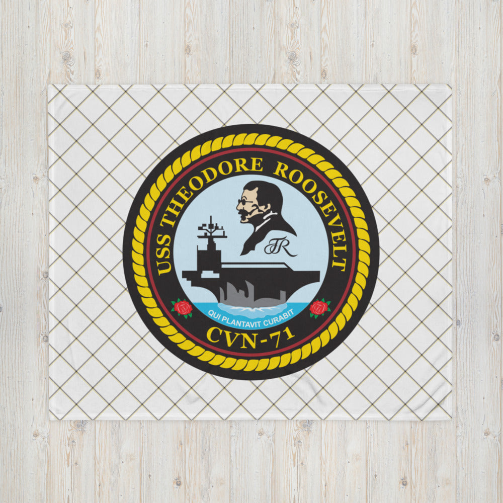 USS Theodore Roosevelt (CVN-71) Ship's Crest Throw Blanket – 50x60