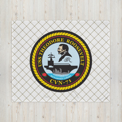 USS Theodore Roosevelt (CVN-71) Ship's Crest Throw Blanket – 50x60