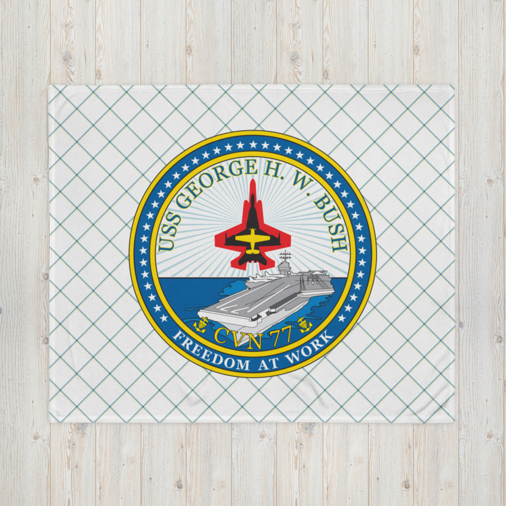 USS George H.W. Bush (CVN-77) Ship's Crest Throw Blanket – 50x60