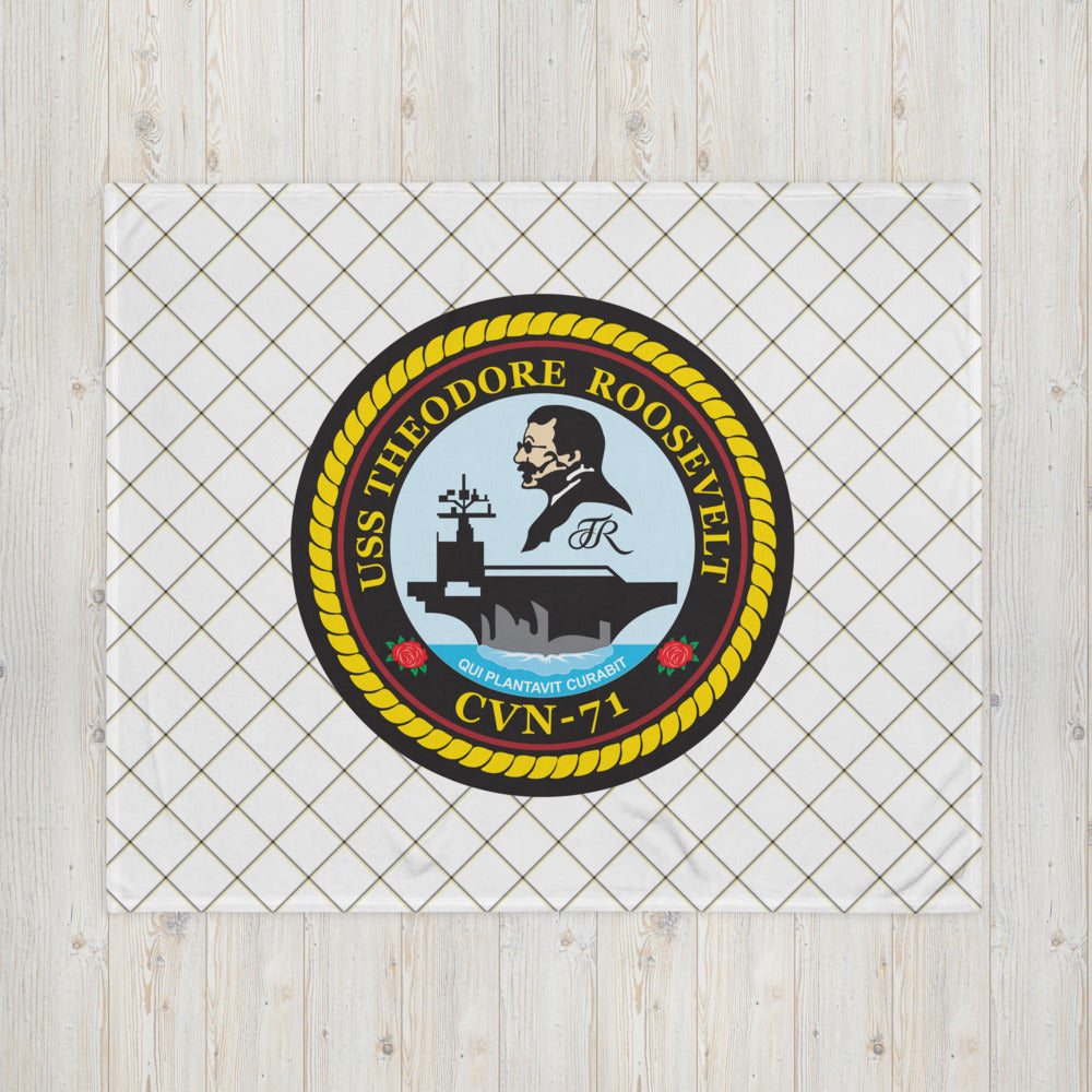 USS Theodore Roosevelt (CVN-71) Ship's Crest Throw Blanket – 50x60