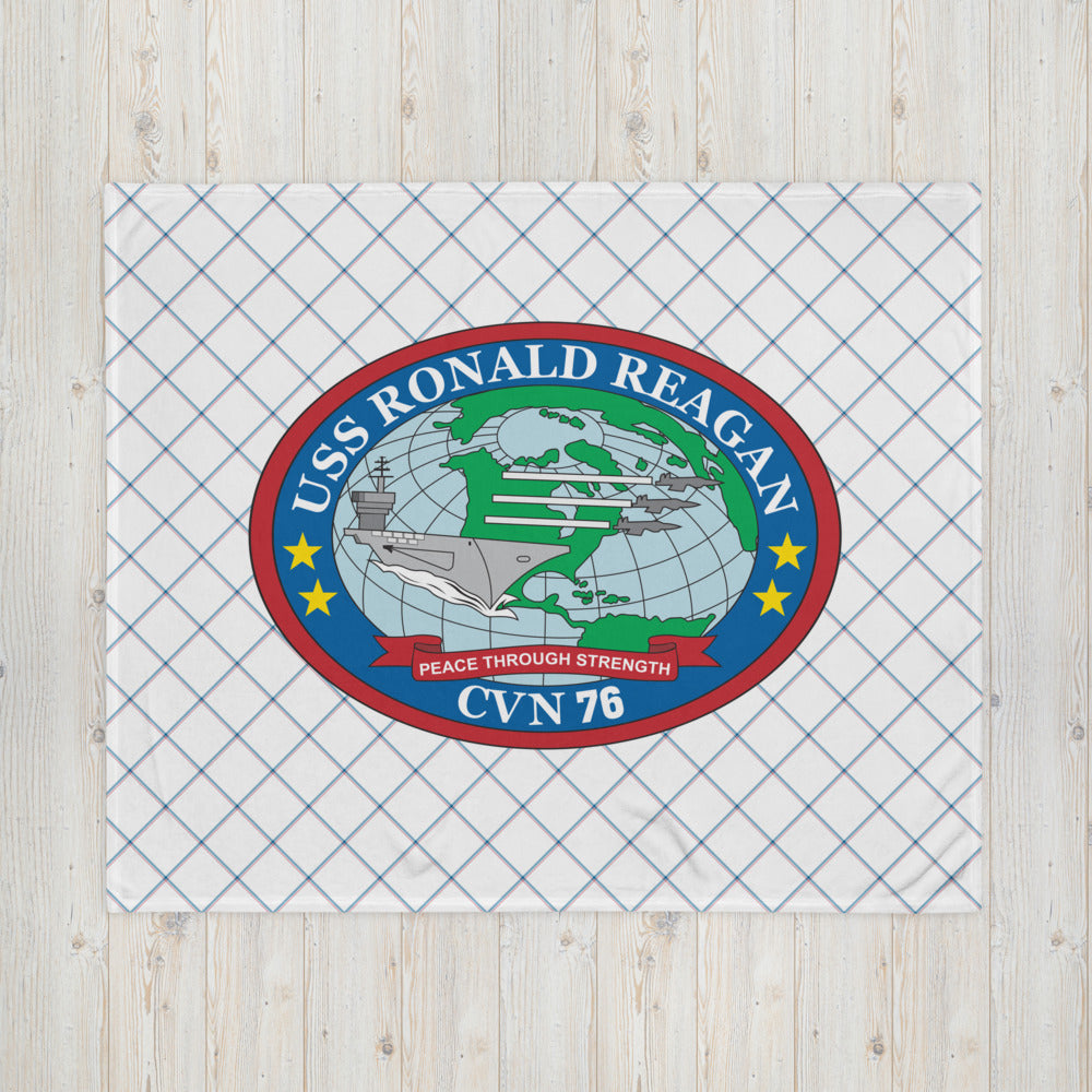 USS Ronald Reagan (CVN-76) Ship's Crest Throw Blanket – 50x60
