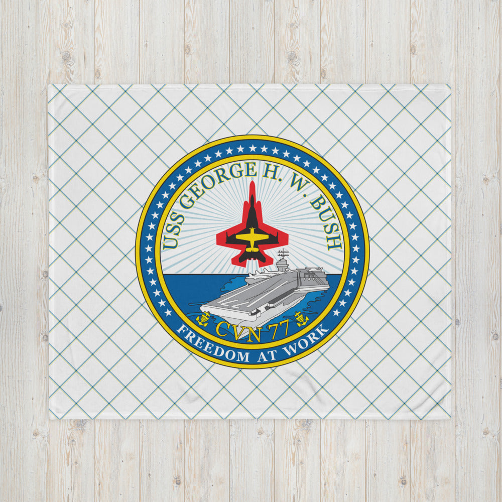 USS George H.W. Bush (CVN-77) Ship's Crest Throw Blanket – 50x60