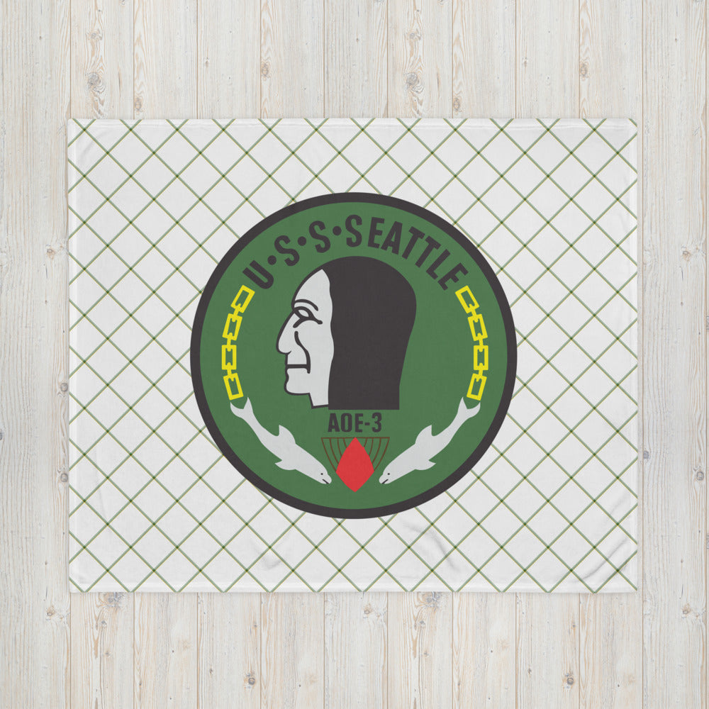 USS Seattle (AOE-3) Ship's Crest Throw Blanket – 50x60