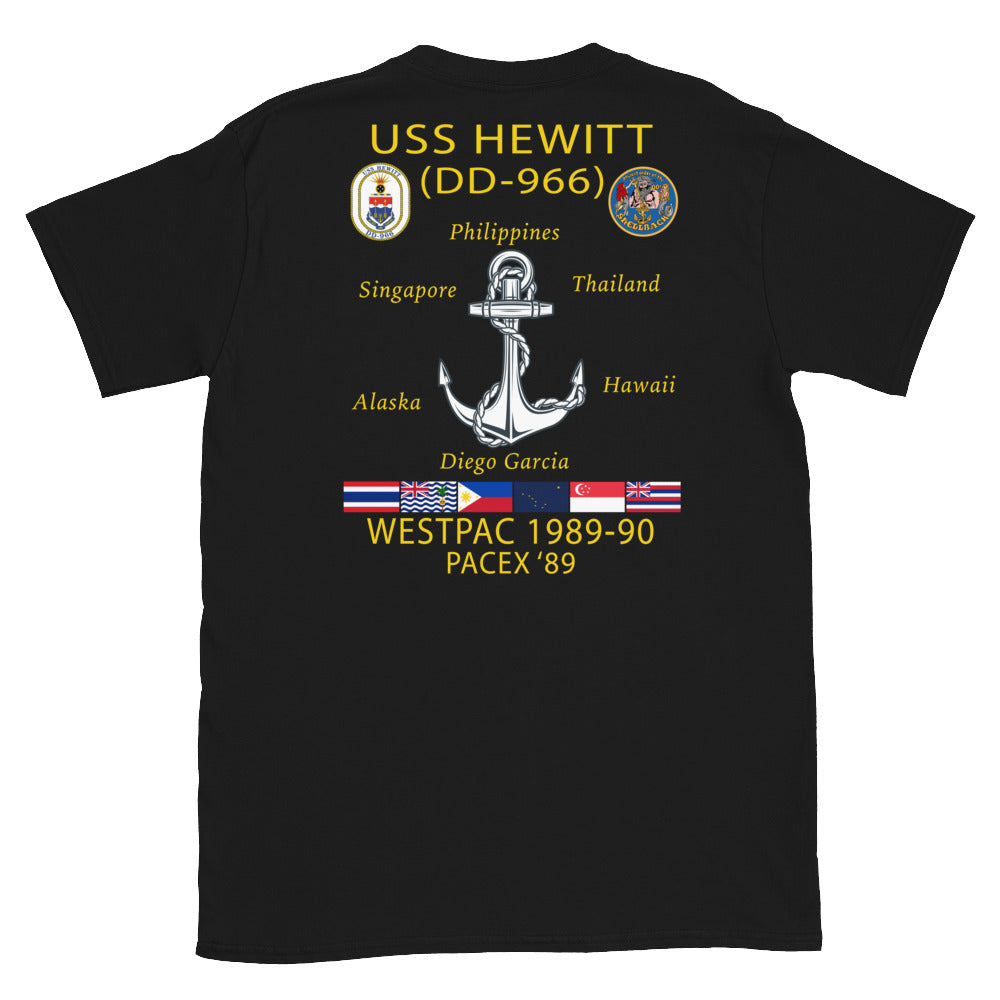 USS Hewitt (DD-966) 1989-90 Cruise Shirt – black