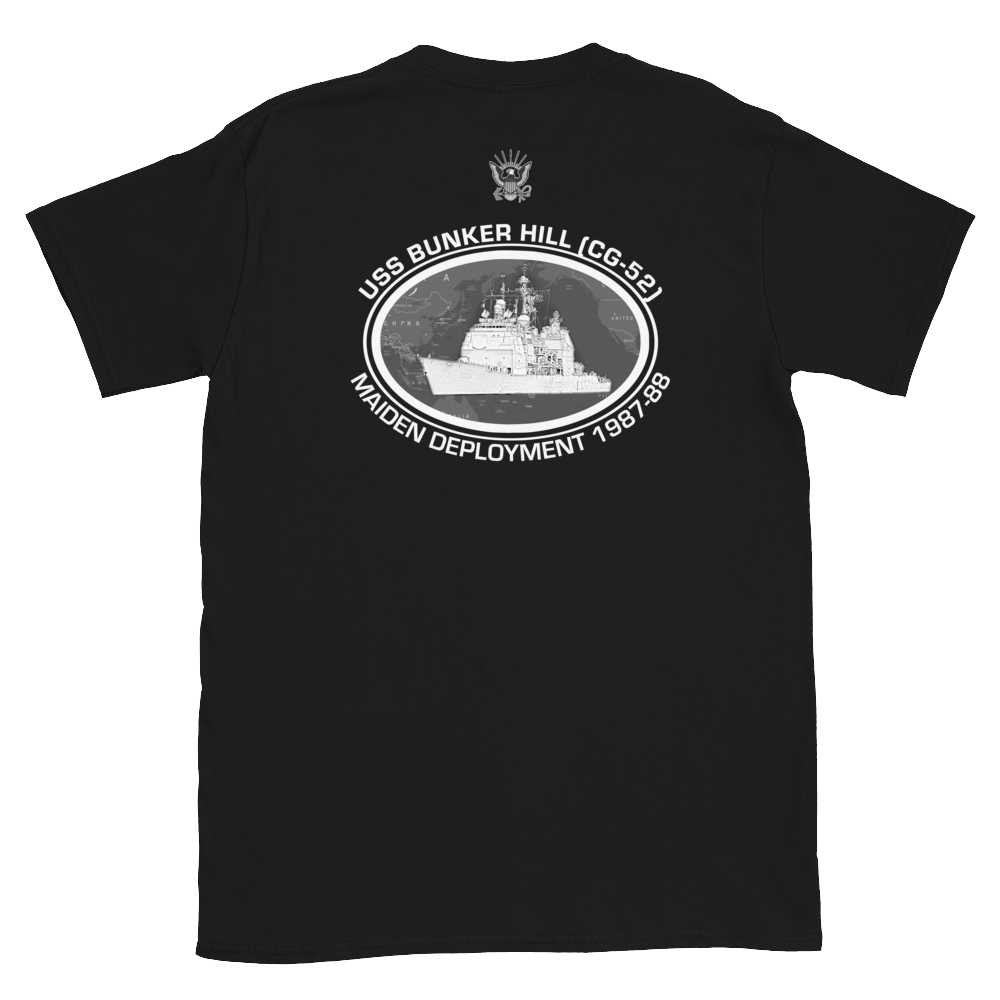 USS Bunker Hill (CG-52) 1987-88 Deployment Short-Sleeve T-Shirt – back view, black