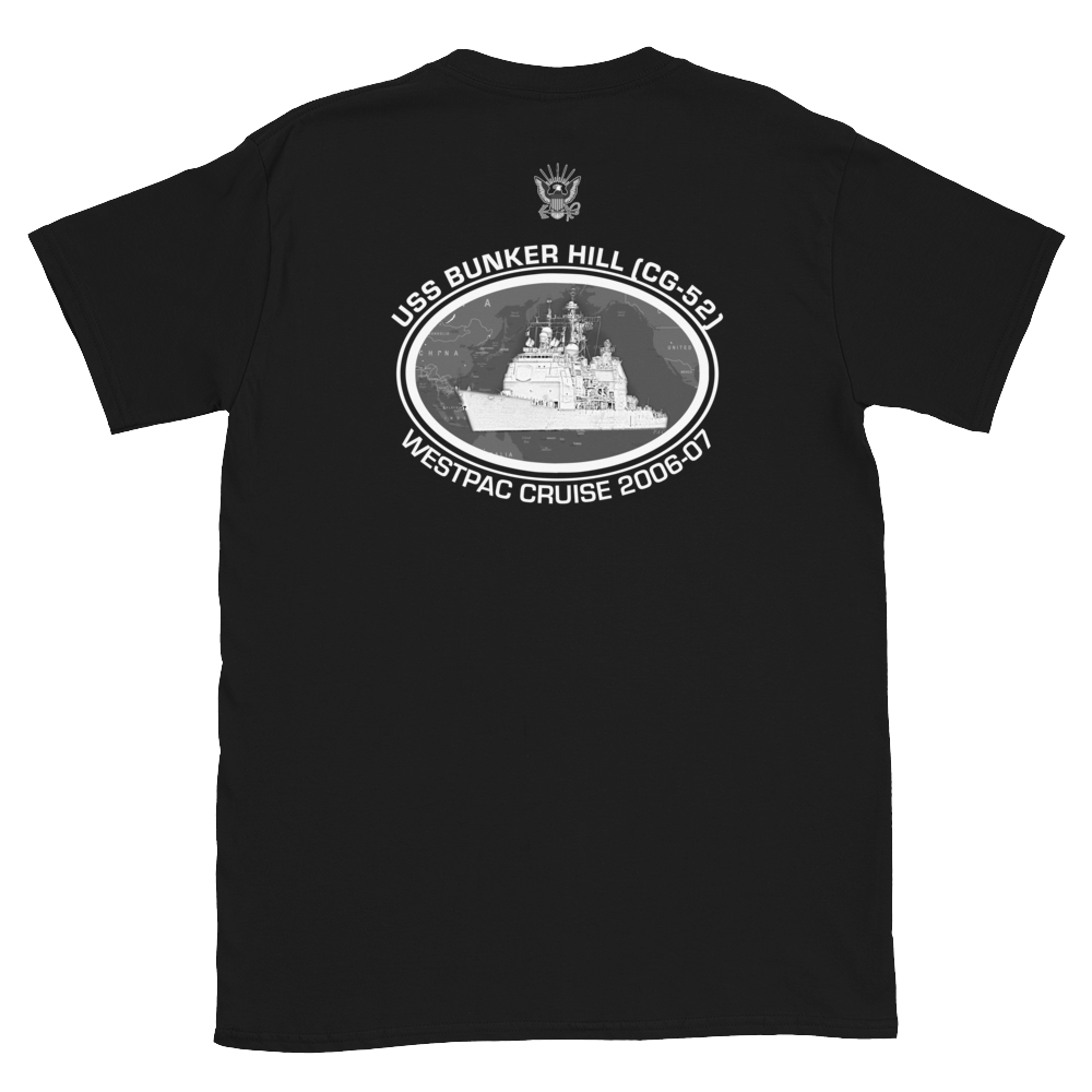 USS Bunker Hill (CG-52) 2006-07 Deployment Short-Sleeve T-Shirt – back view, black