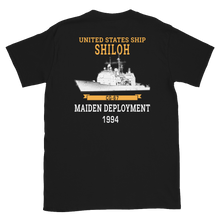 Load image into Gallery viewer, USS Shiloh (CG-67) 1994 Maiden Deployment Short-Sleeve T-Shirt
