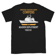 Load image into Gallery viewer, USS Cowpens (CG-63) 1992-93 Maiden Deployment Short-Sleeve T-Shirt