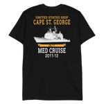 USS Cape St. George (CG-71) 2011-12 MED Short-Sleeve Unisex T-Shirt – back view, black