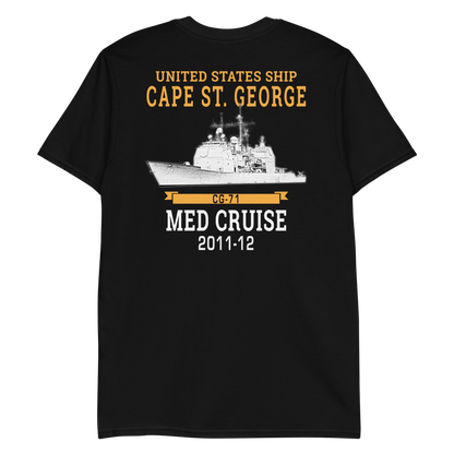 USS Cape St. George (CG-71) 2011-12 MED Short-Sleeve Unisex T-Shirt – back view, black