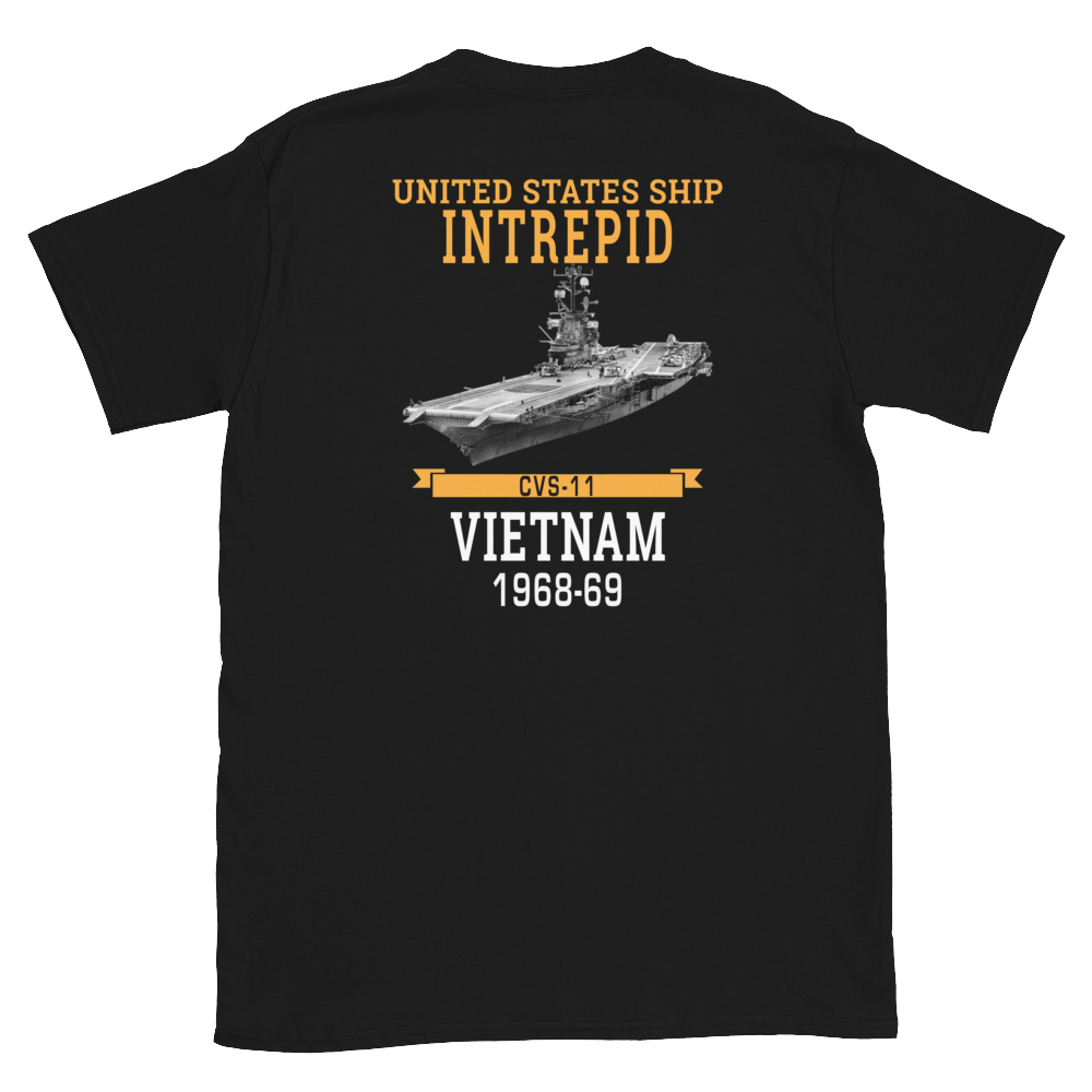 USS Intrepid (CVS-11) 1968-69 Vietnam Short-Sleeve T-Shirt – back view, black